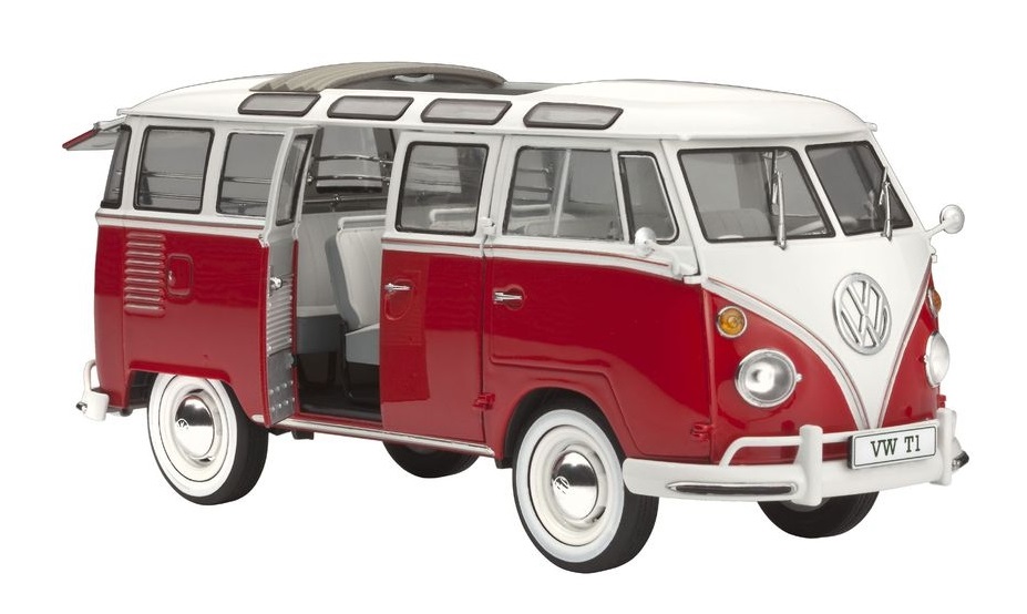 Revell VW T1 Samba Bus Kit di Modello in Plastica Scala 1:24 - Riproduzione Fedele e Altamente Dettagliata, Misura 16 cm