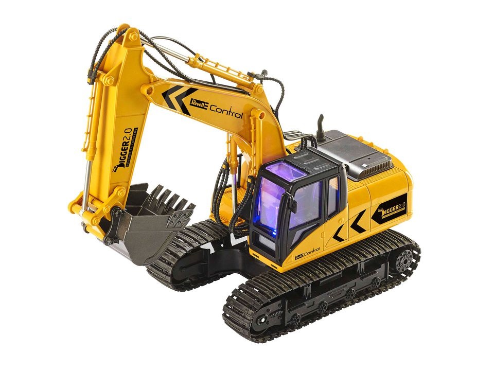 Revell Digger 2.0 Modellino Radiocomandato Scavatore Elettrico 1:16 - Facile da Assemblare per Principianti, Colore Giallo