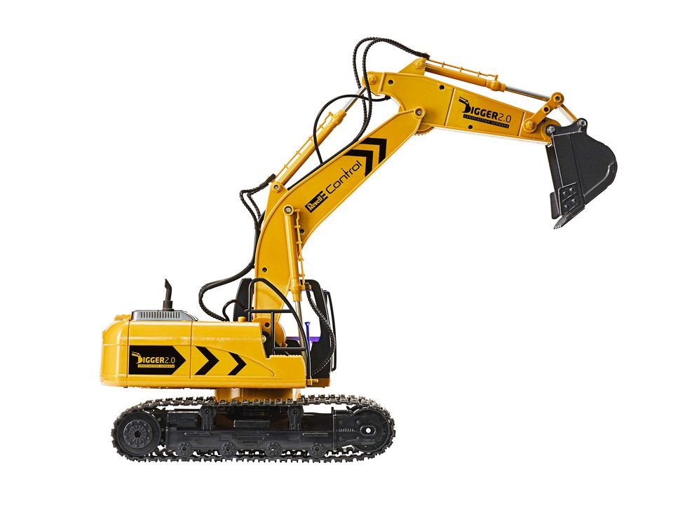Revell Digger 2.0 Modellino Radiocomandato Scavatore Elettrico 1:16 - Facile da Assemblare per Principianti, Colore Giallo