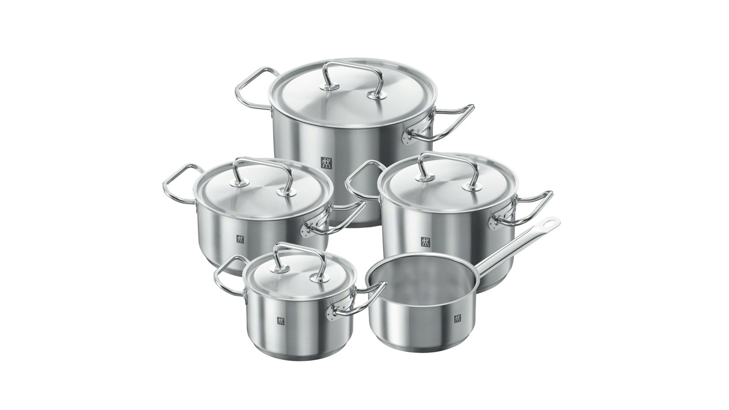 ZWILLING Set di Pentole Twin Classic, 5 Pezzi, 4 Coperchi, Acciaio Inox, Adatto per Induzione