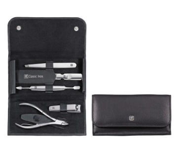 ZWILLING Set Manicure e Pedicure 5 Pezzi con Astuccio in Rindleder, Acciaio Inossidabile, Colore Nero