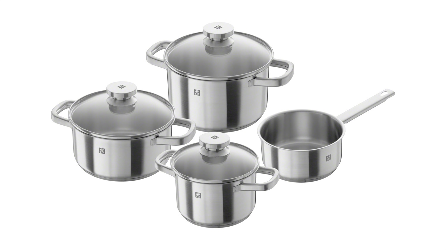 ZWILLING Joy Set di Pentole 4 Pezzi in Acciaio Inox 18/10 con Base Sandwich e Scala di Misurazione