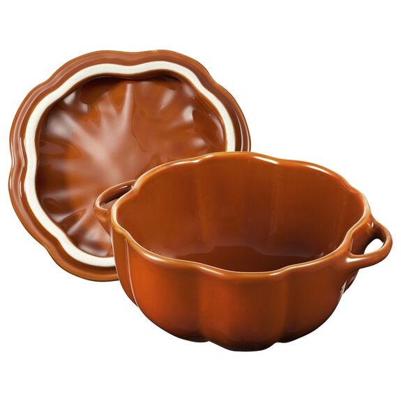 STAUB Cocotte Zucca in Ceramica Cannella - Pirofila da Forno 0,5 Litri, Diametro 12 cm