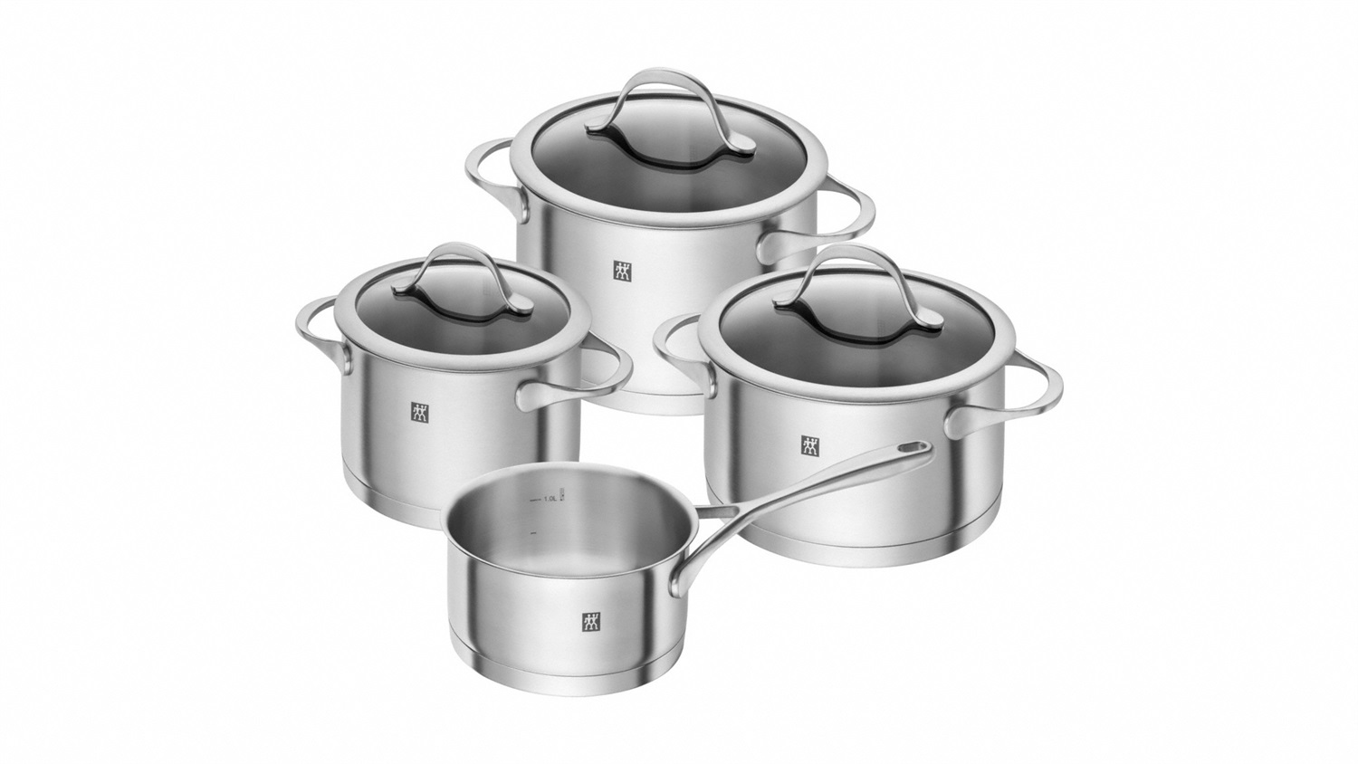 ZWILLING Essence Set di Pentole in Acciaio Inossidabile, 4 Pezzi, Design Moderno, Compatibile con Induzione