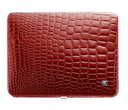 ZWILLING Set Manicure e Pedicure 10 Pezzi - Custodia in Vera Pelle, Acciaio Inox Lucido, Edizione Coccodrillo Rossa