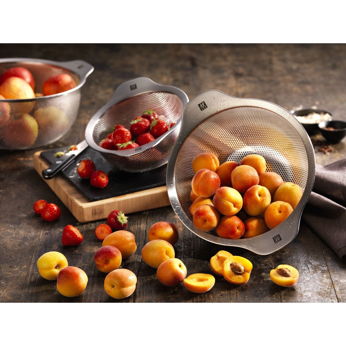 ZWILLING Table Colino Scolapasta in Acciaio Inossidabile Argento, 17 x 16 x 8 cm, Funzione 3 in 1, Lavabile in Lavastoviglie