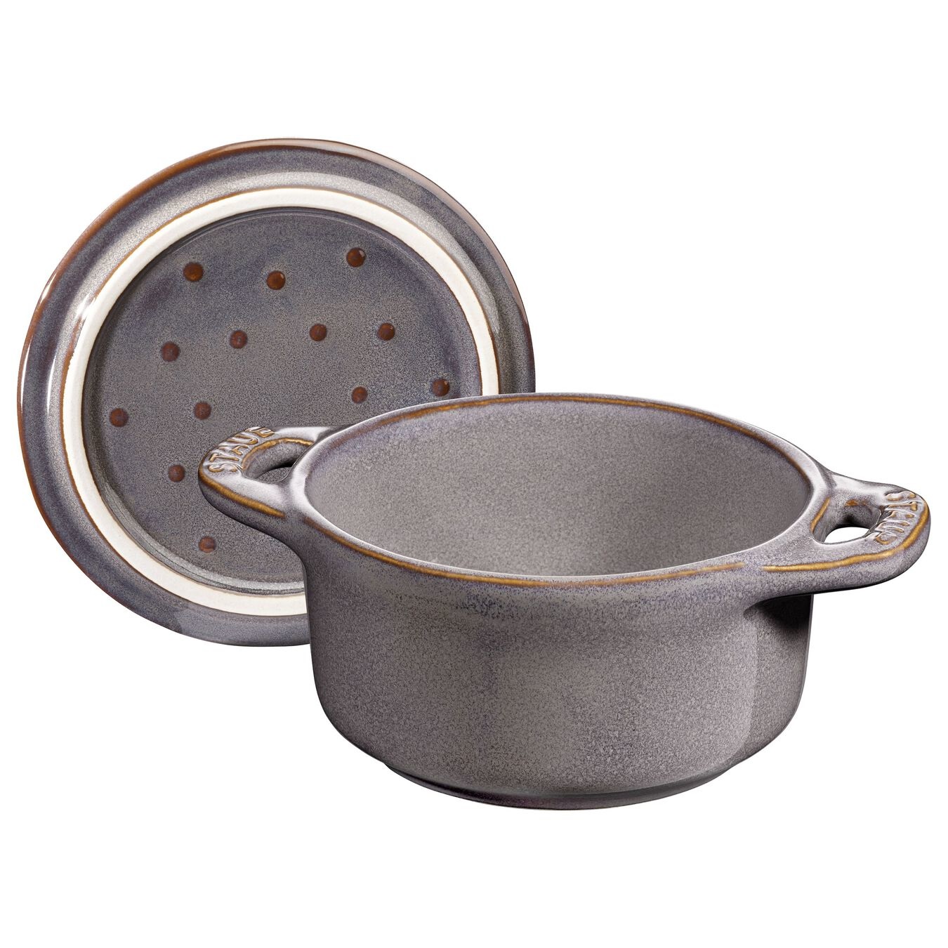 Staub Mini Cocotte Rotonda in Ceramica Grigio Antico - 10 cm, 0,25 L