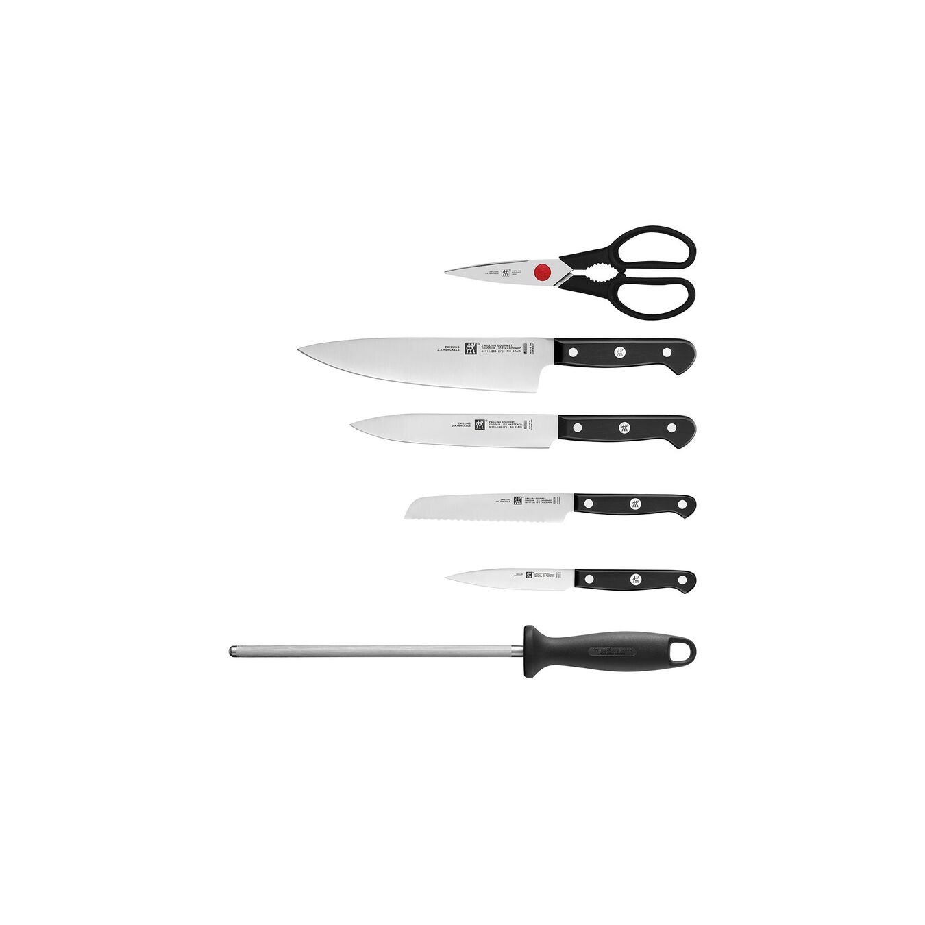 ZWILLING Gourmet Set di Coltelli con Ceppo in Bambù - 7 Pezzi con Coltello da Chef, Coltello Trinciante, Coltello Multiuso e Forbici