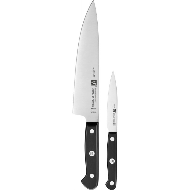 ZWILLING Set di Coltelli Gourmet - 2 pezzi (Spelucchino 10 cm, Coltello Chef 20 cm), Acciaio Inox, Manico Ergonomico, Nero, Made in Germany