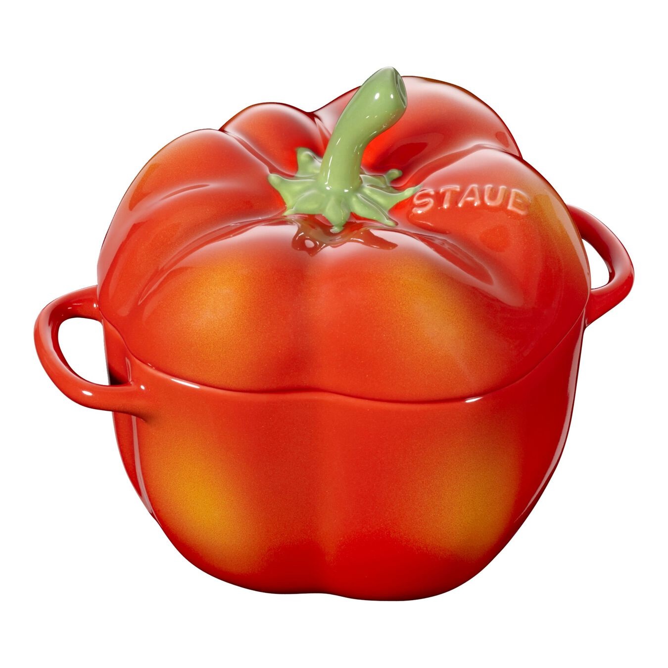 STAUB Cocotte Peperone in Ceramica - Arancione-Rosso, Capacità 0,47 L, Altezza 10,7 cm