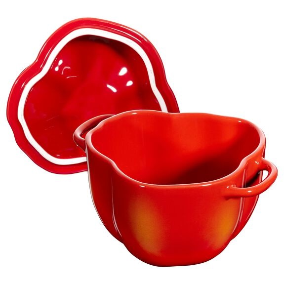 STAUB Cocotte Peperone in Ceramica - Arancione-Rosso, Capacità 0,47 L, Altezza 10,7 cm