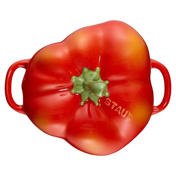 STAUB Cocotte Peperone in Ceramica - Arancione-Rosso, Capacità 0,47 L, Altezza 10,7 cm
