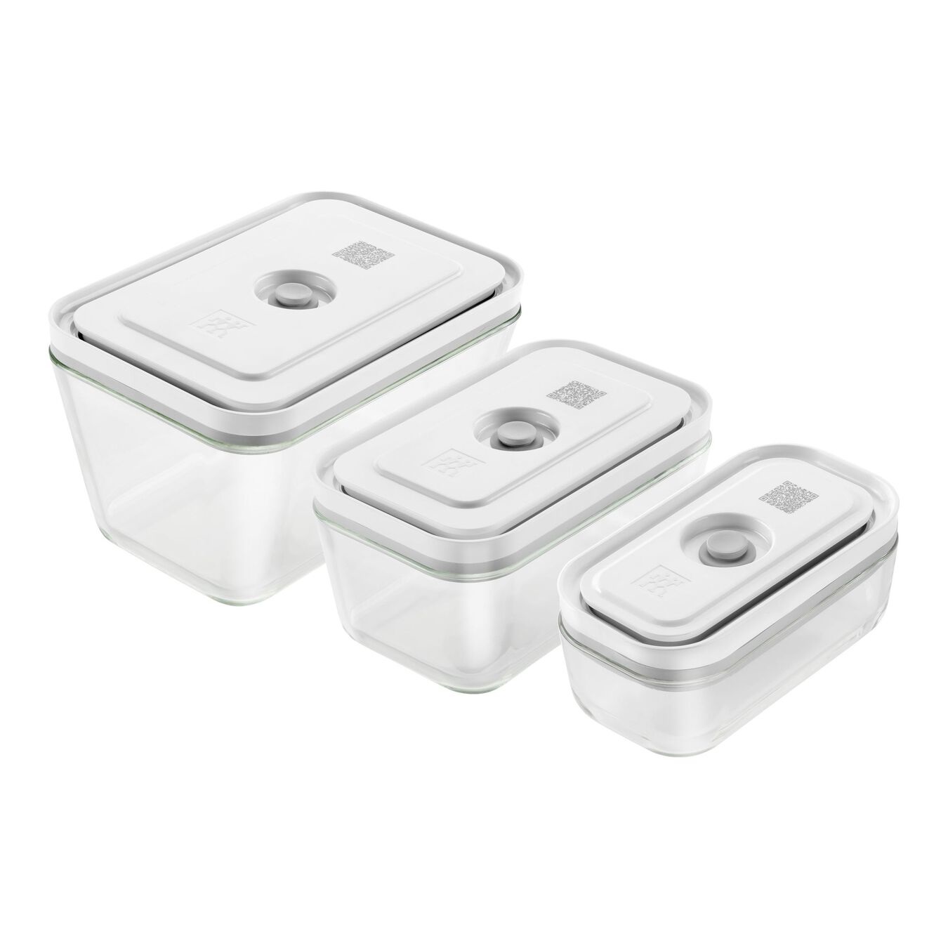 ZWILLING Fresh & Save Set di Contenitori Sottovuoto in Vetro - 3 Pezzi (S/M/L) Grigio e Trasparente