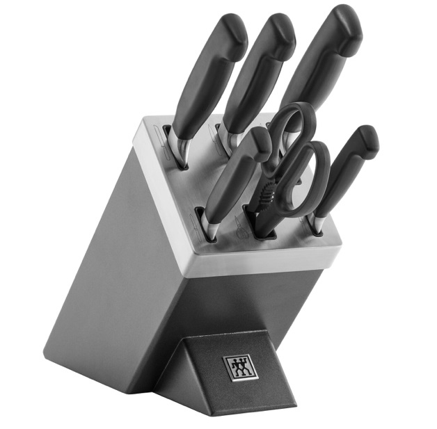 ZWILLING Four Star Ceppo Autoaffilante 7 Pezzi Nero - Set di Coltelli di Alta Qualità