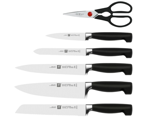 ZWILLING Four Star Ceppo Autoaffilante 7 Pezzi Nero - Set di Coltelli di Alta Qualità