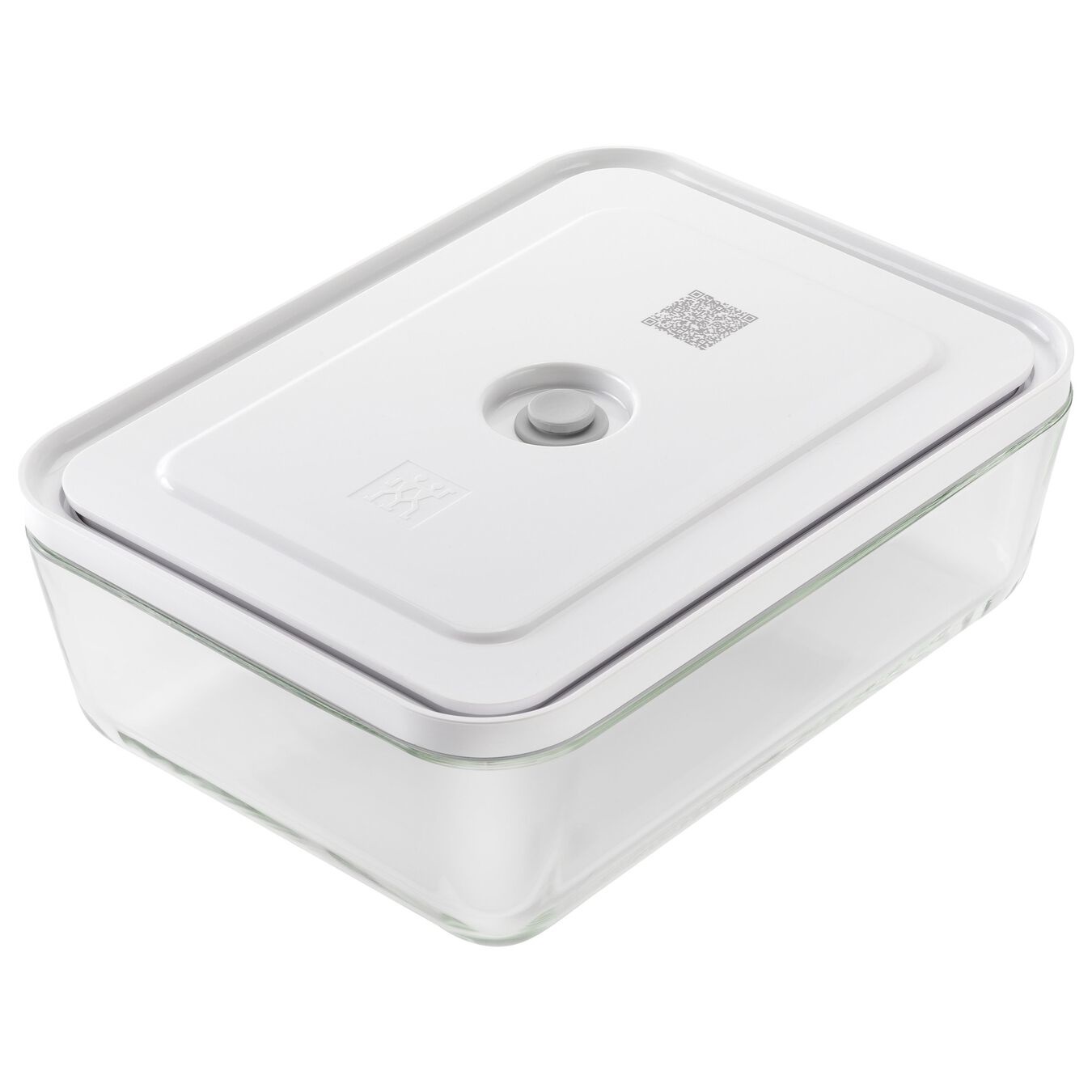 ZWILLING Fresh & Save Contenitore Sottovuoto Rettangolare 2 L in Vetro Borosilicato Trasparente Bianco - Lavabile in Lavastoviglie e Utilizzabile come Piatto da Portata