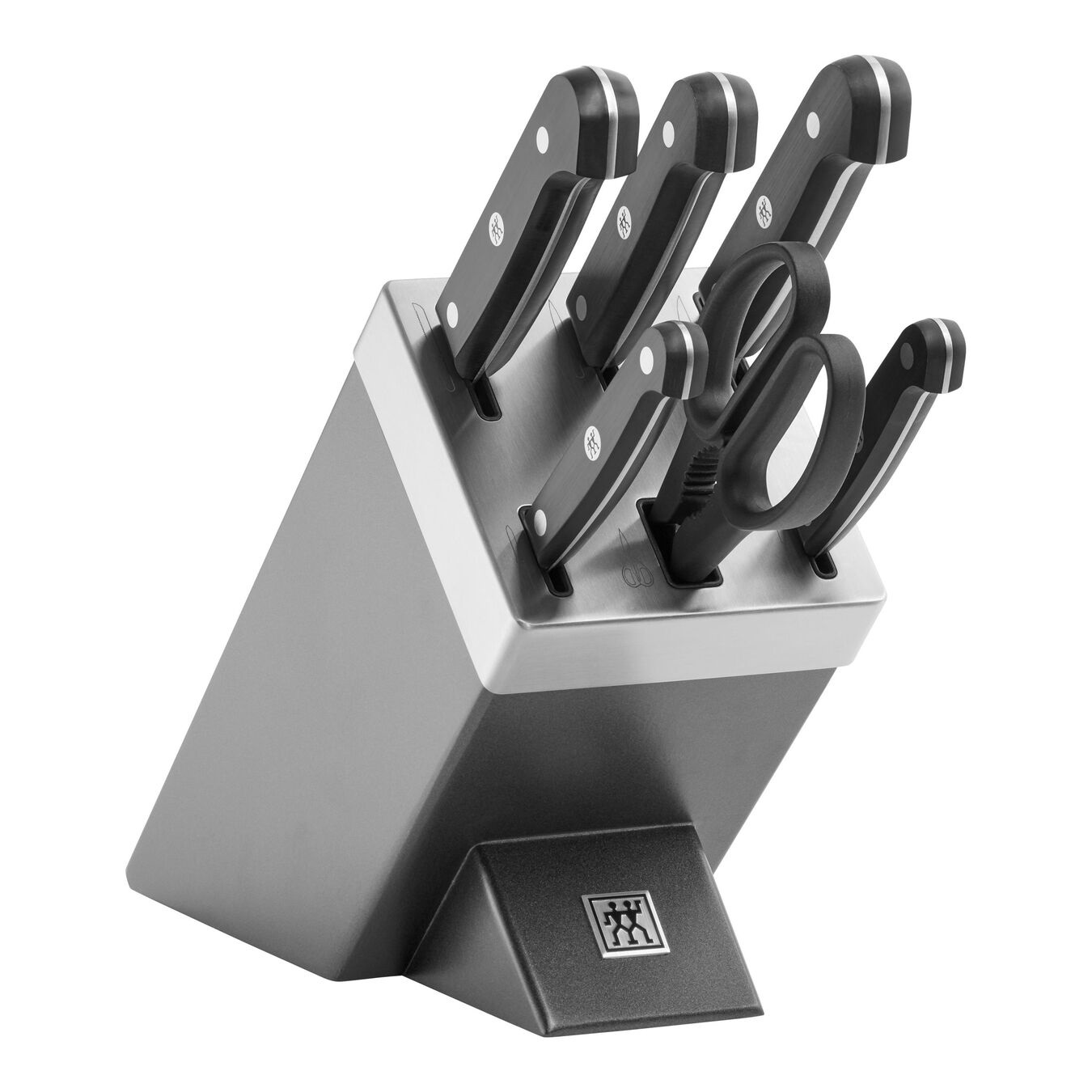 ZWILLING Gourmet Set di Coltelli con Ceppo Auto Affilante, 7 Pezzi, Grigio con Tecnologia KIS
