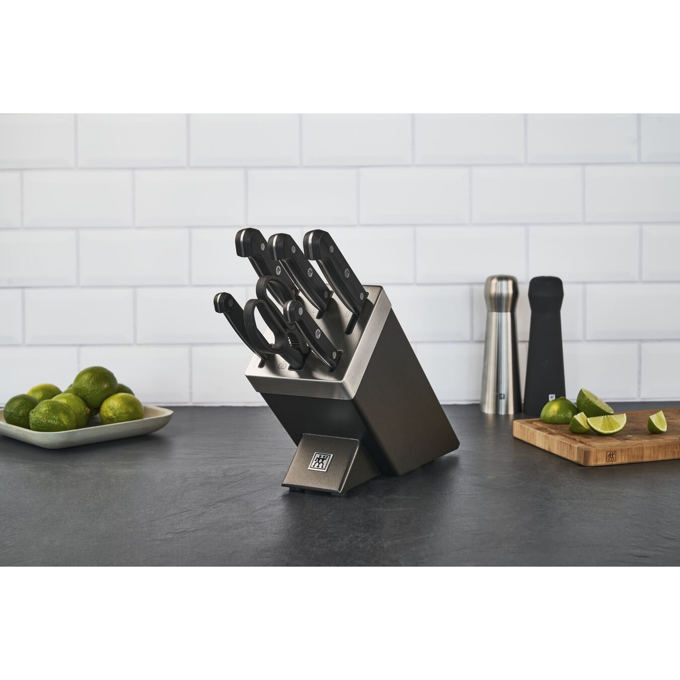 ZWILLING Gourmet Set di Coltelli con Ceppo Auto Affilante, 7 Pezzi, Grigio con Tecnologia KIS