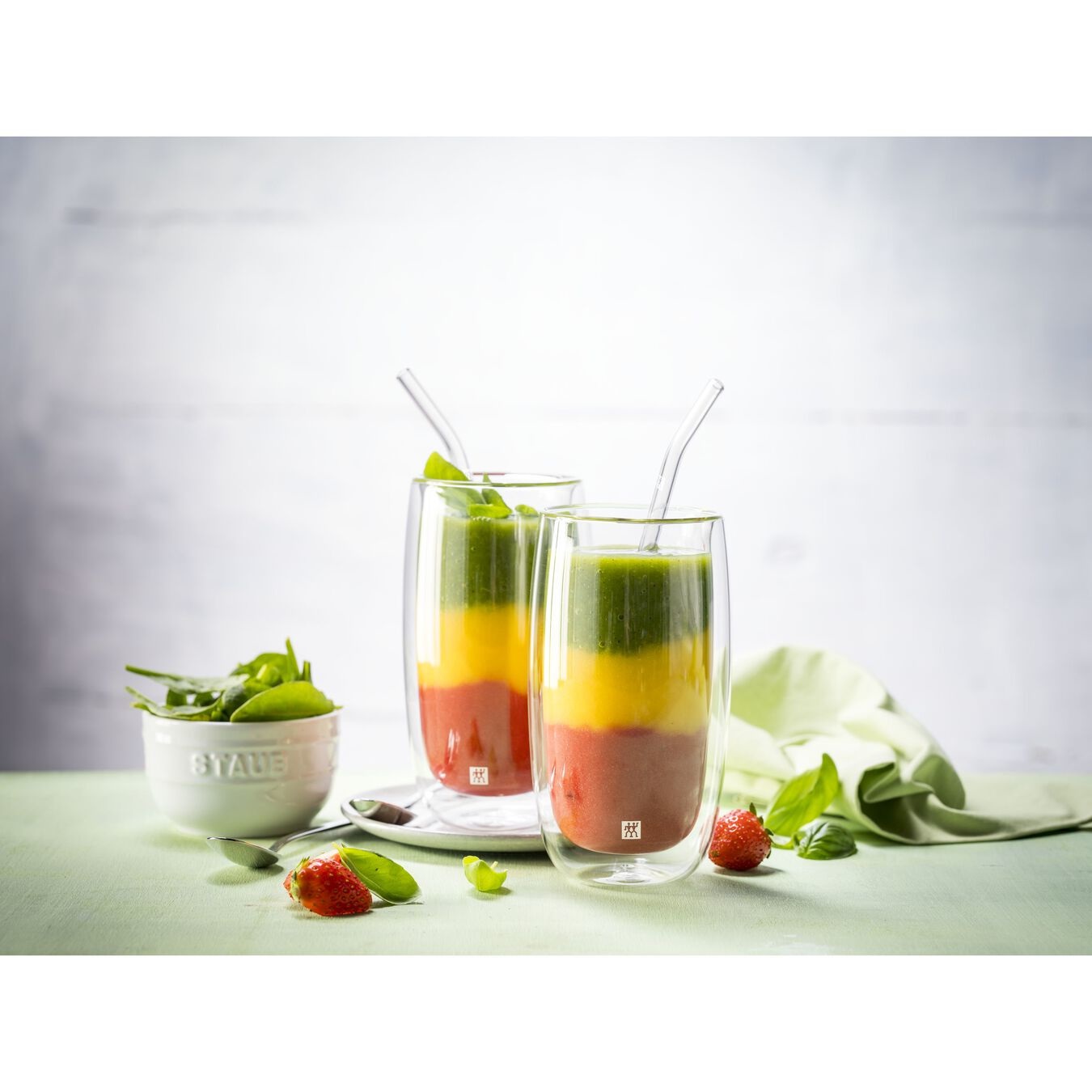 ZWILLING Sorrento - Set di 4 Cannucce in Vetro Borosilicato Trasparente Riutilizzabili e Sostenibili, Lunghezza 23 cm, Forma Curva