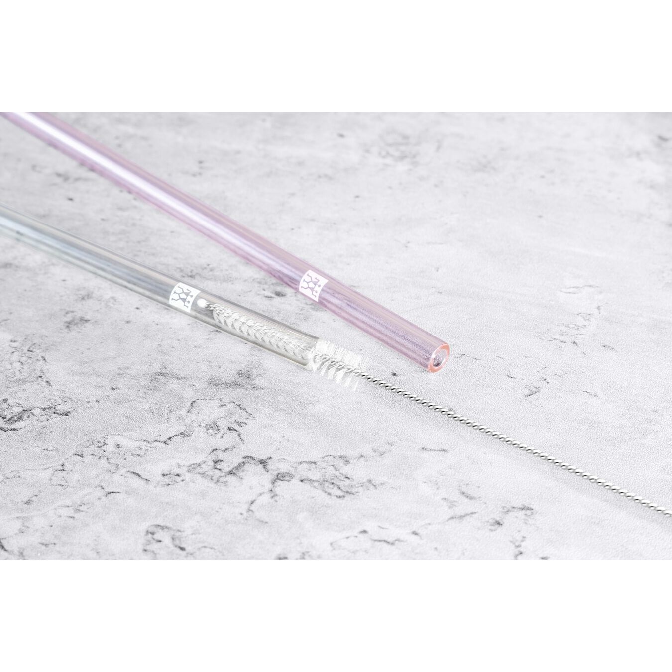 ZWILLING Sorrento - Cannucce in vetro borosilicato riutilizzabili multicolore, 4 pz, lunghezza 23 cm, forma dritta, incl. spazzola per la pulizia