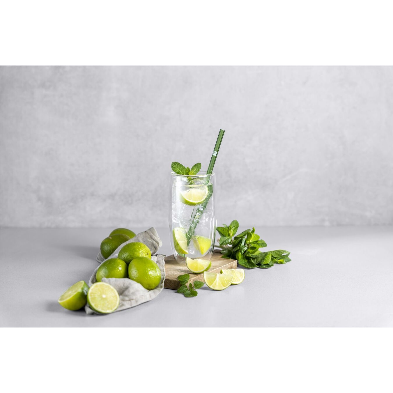 ZWILLING Sorrento - Cannucce in vetro borosilicato riutilizzabili multicolore, 4 pz, lunghezza 23 cm, forma dritta, incl. spazzola per la pulizia