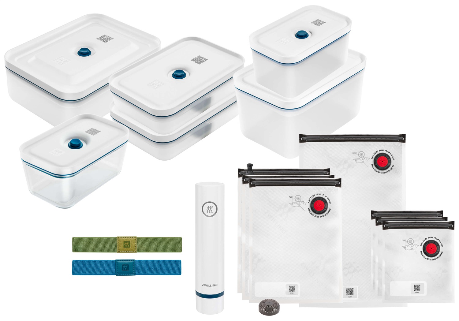 ZWILLING 36815-015-0 Macchina per Sottovuoto Fresh & Save, Blu e Bianco, 16 Pezzi, Plastica, Senza BPA