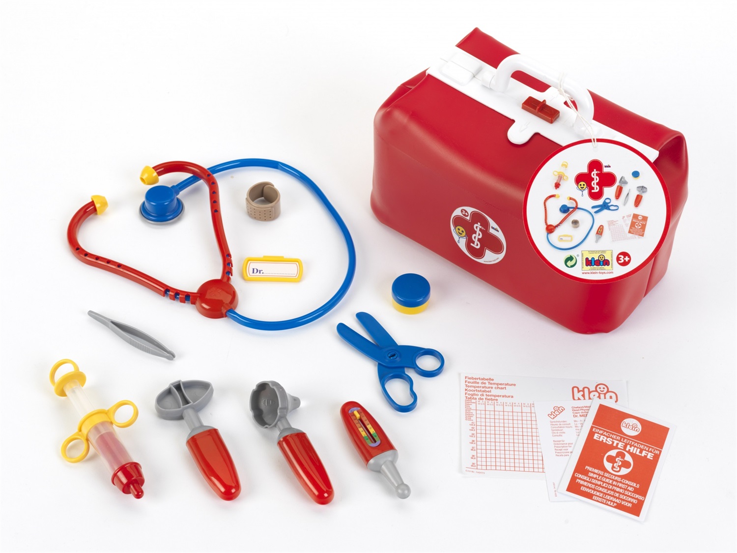 Theo Klein Borsa da Dottore Resistente con Stetoscopio, Siringa e Termometro - Giocattolo per Bambini dai 3 Anni