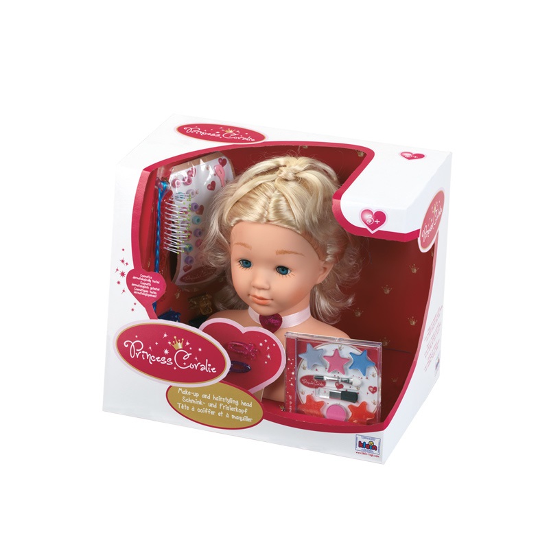 Theo Klein 5236 Busto per trucco e acconciatura Little Sophia I Cuore - Capelli lavabili e pettinabili, include trucchi e gioielli, altezza 22 cm, per bambini dai 3 anni