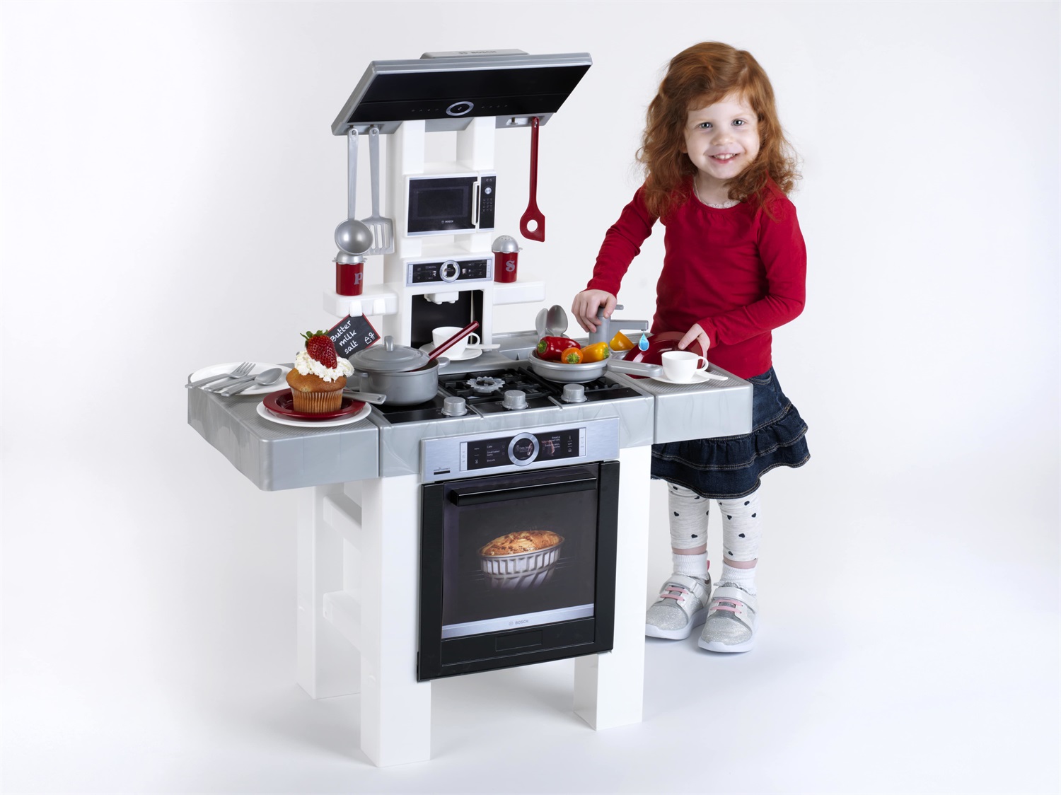 Theo Klein Cucina Bosch Pure - Giocattolo per Bambini con Accessori, Utilizzabile da Entrambi i Lati, 69x33x95 cm, per Piccoli Chef dai 3 Anni