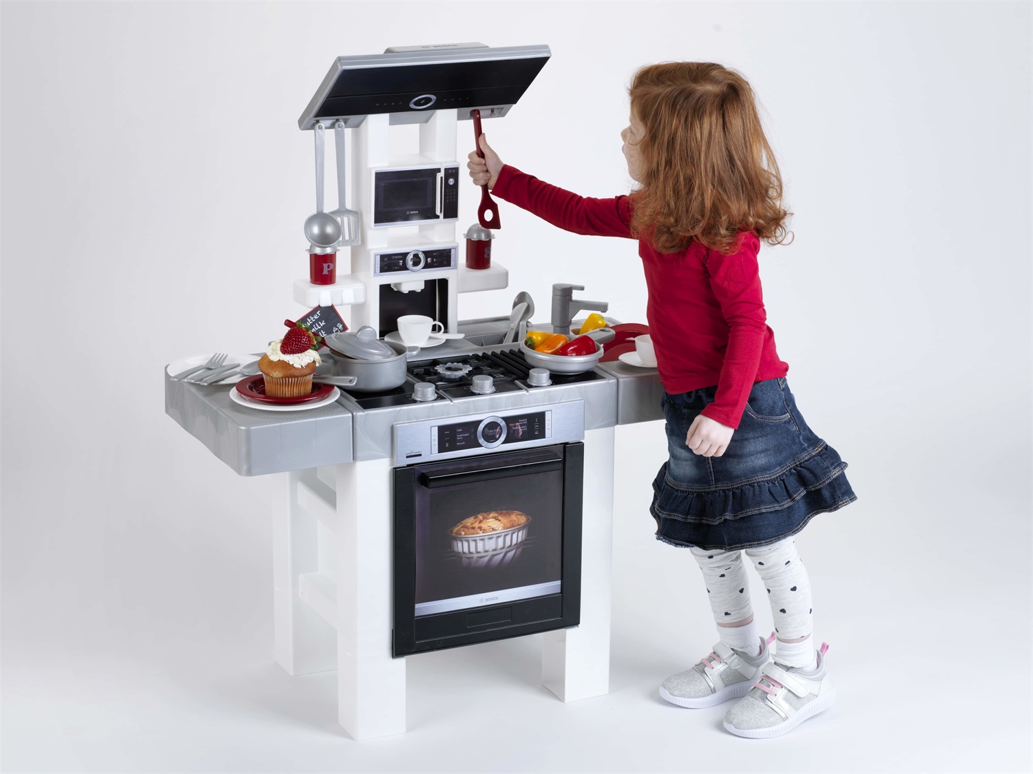 Theo Klein Cucina Bosch Pure - Giocattolo per Bambini con Accessori, Utilizzabile da Entrambi i Lati, 69x33x95 cm, per Piccoli Chef dai 3 Anni