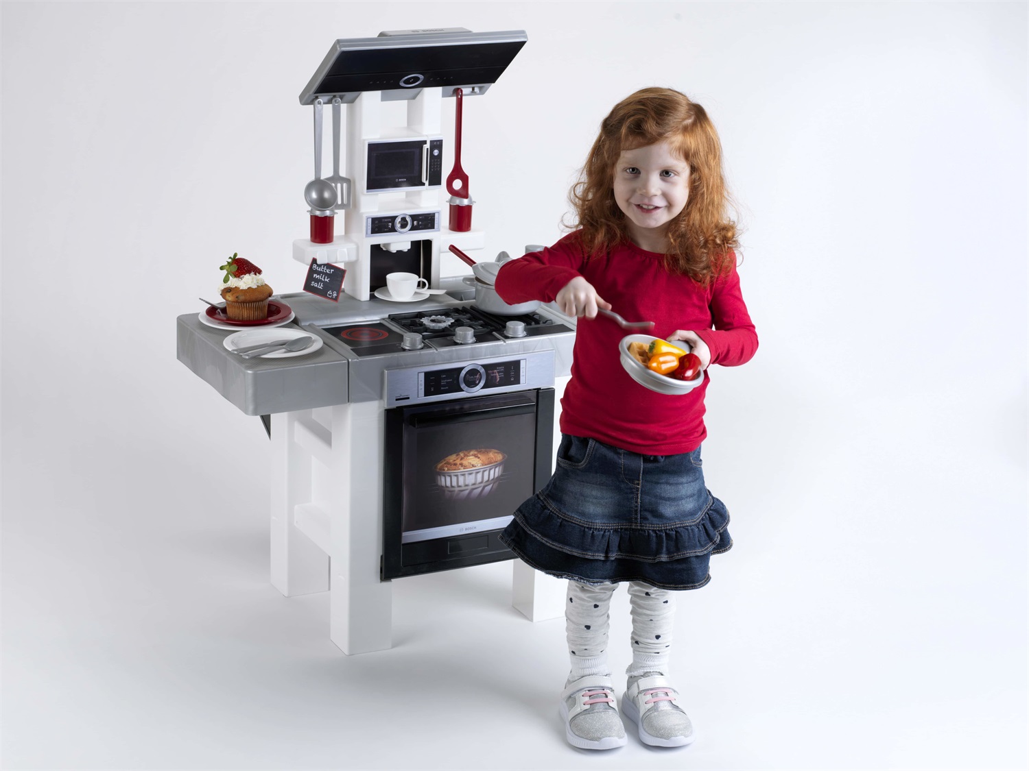 Theo Klein Cucina Bosch Pure - Giocattolo per Bambini con Accessori, Utilizzabile da Entrambi i Lati, 69x33x95 cm, per Piccoli Chef dai 3 Anni