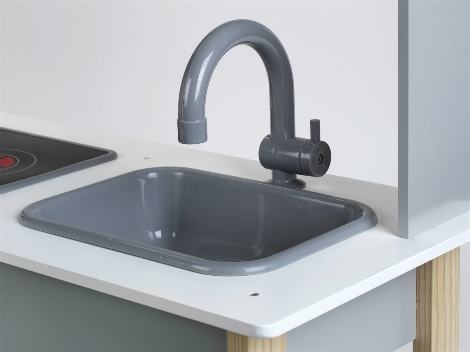 Theo Klein Cucina Giocattolo Miele in Legno con Luci e Suoni - Fornello, Microonde, Lavello Estraibile e Accessori Inclusi - 70x30x91 cm