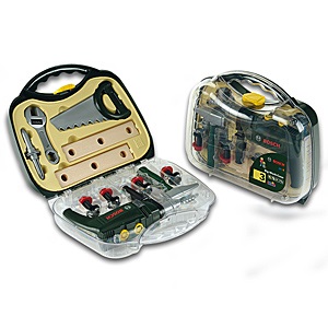 Klein Theo Klein 8416 Bosch Tool Case Grande - Valigia Arnesi con 16 Pezzi e Trapano a Batteria con Effetti Sonori e Luce, Età 3