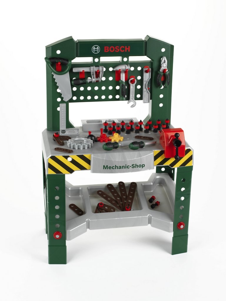 Theo Klein 8574 Banco da Lavoro Bosch - 77 Pezzi con Cacciavite, Chiave Inglese, Martello e Molto Altro, Dimensioni 57 x 35 x 86 cm, Giocattolo per Bambini a Partire dai 3 Anni