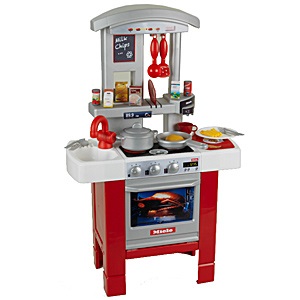 Theo Klein 9106 Cucina da Principiante Miele - Giocabile su Entrambi i Lati con Piastra Sonora e 20 Accessori Inclusi