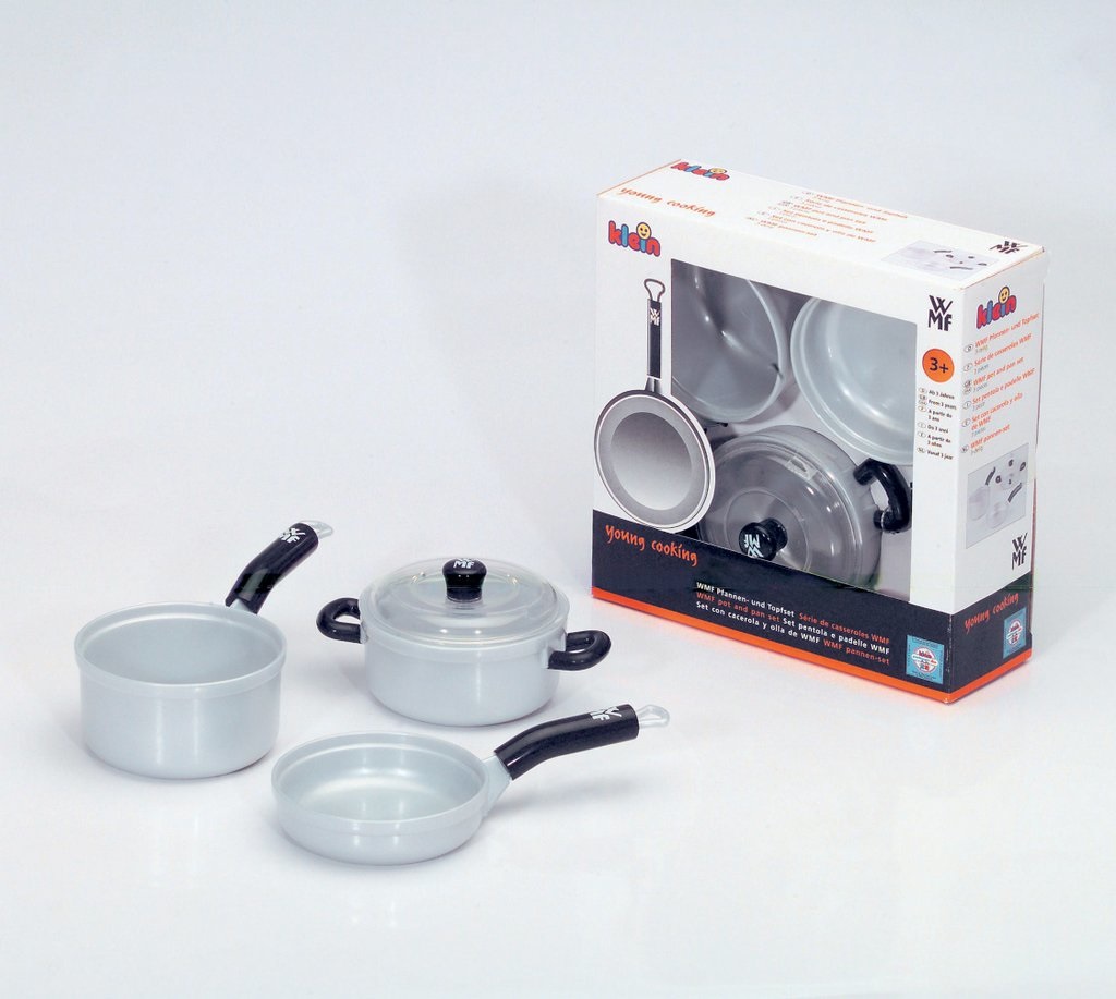 Theo Klein 9435 Set Pentole e Utensili da Cucina WMF - 3 Pezzi, Giocattolo per Bambini dai 3 Anni in Su