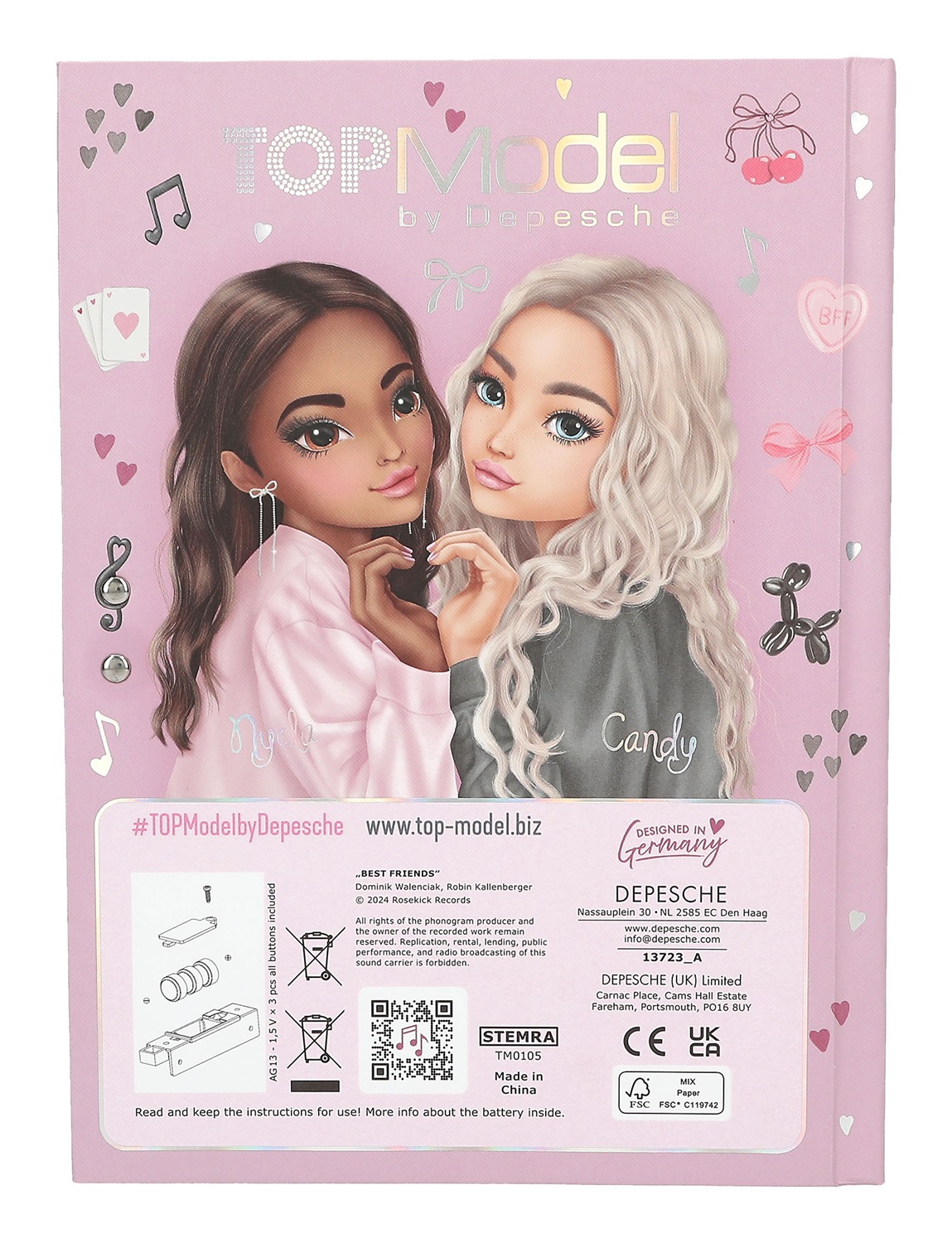 Depesche TOPModel My BFF - Diario Rosa con Codice Numerico, Suono e 80 Pagine Colorate per Bambine
