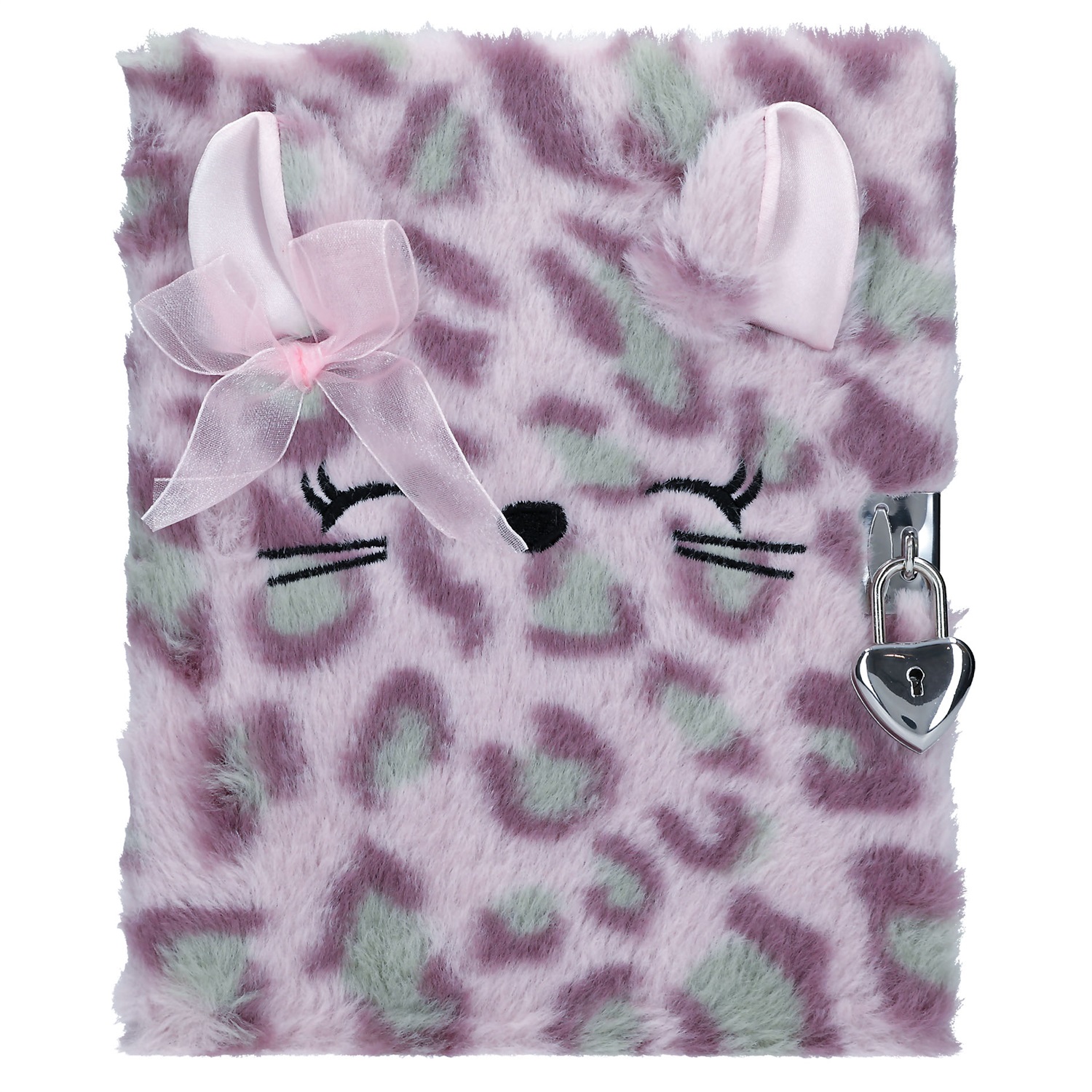 TOPModel Cosy Cat - Diario con lucchetto a cuore, copertina in pelliccia viola-lilla e 96 pagine rigate