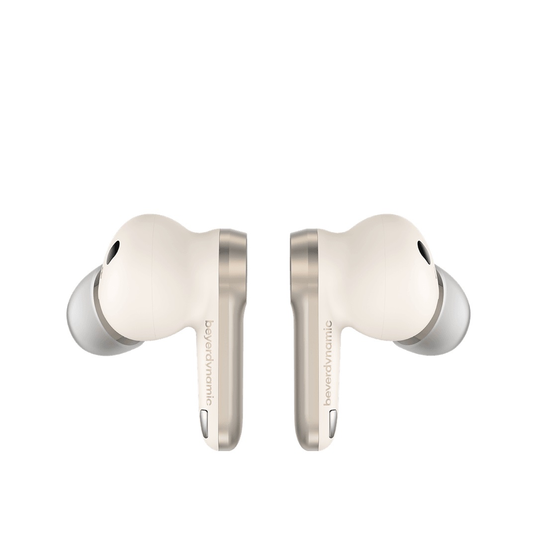Beyerdynamic Amiron 100 - Cuffie In-Ear Bluetooth con Cancellazione del Rumore, Autonomia di 27 Ore, Modalità Trasparenza, Design Compatto, Colore Crema