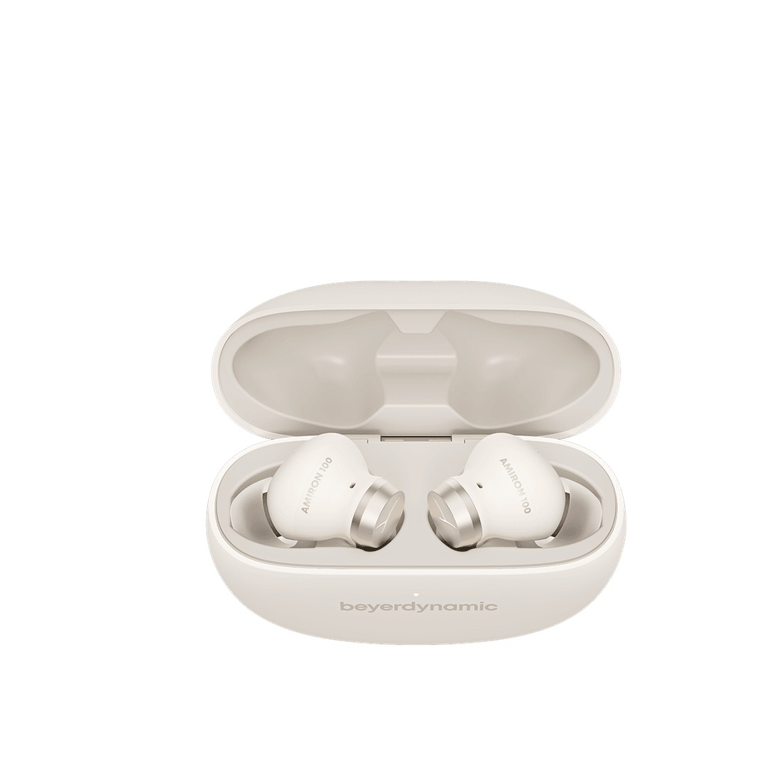 Beyerdynamic Amiron 100 - Cuffie In-Ear Bluetooth con Cancellazione del Rumore, Autonomia di 27 Ore, Modalità Trasparenza, Design Compatto, Colore Crema