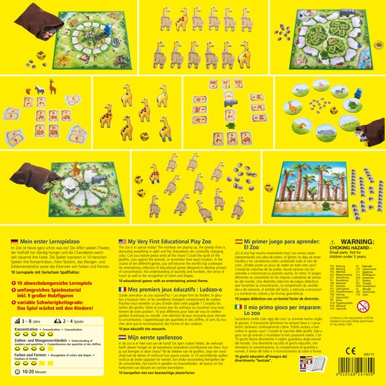 HABA 305173 Il mio primo gioco educativo: Lo zoo - 10 giochi educativi in 1 per bambini dai 3 anni