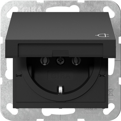Gira Presa di Corrente KD 4454005 - CEE 7/3, Nera, 16 A, 250 V, Profondità di Montaggio 29 mm