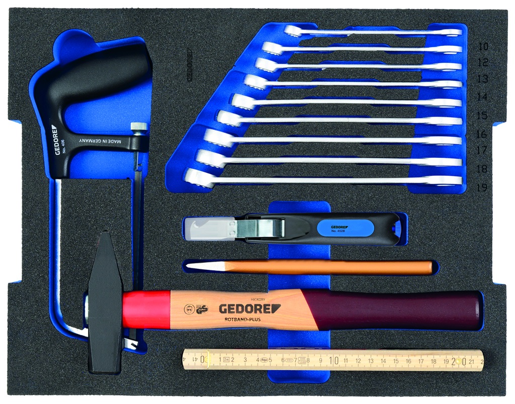 Gedore 1100-BASIC - Surtido professionale in cassa L-BOXX 136 con martello, pinza e utensili vari