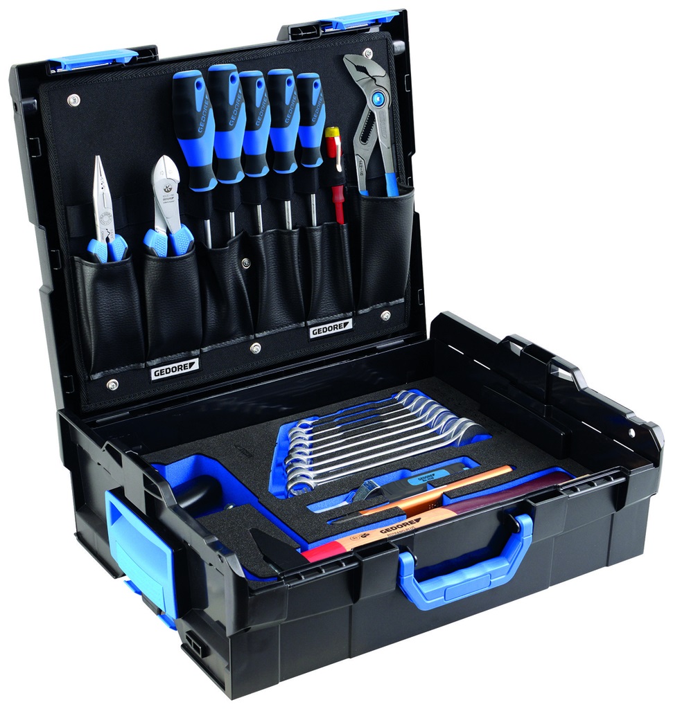 Gedore 1100-BASIC - Surtido professionale in cassa L-BOXX 136 con martello, pinza e utensili vari