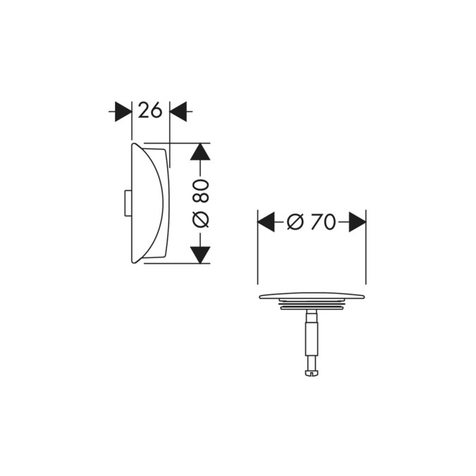 Hansgrohe 58185000 Set Esterno Flexaplus Argento - Sifone per Vasca da Bagno con Maniglia e Tappo di Sicurezza