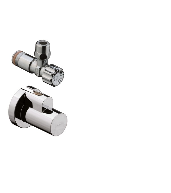 Hansgrohe 13954000 Rubinetto Arresto a Squadra Angolare, Argento/Cromo con Attacco Filettato Autosigillante G ½ e Uscita G ⅜