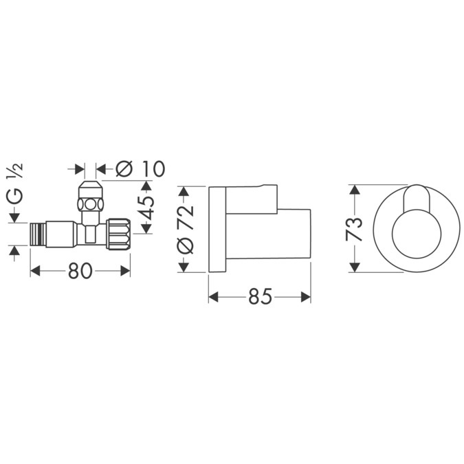 Hansgrohe 13954000 Rubinetto Arresto a Squadra Angolare, Argento/Cromo con Attacco Filettato Autosigillante G ½ e Uscita G ⅜
