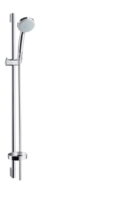 Hansgrohe Croma 100 Set doccia Vario con asta doccia 90 cm, doccetta, flessibile e portasapone - 4 tipi di getto in cromo