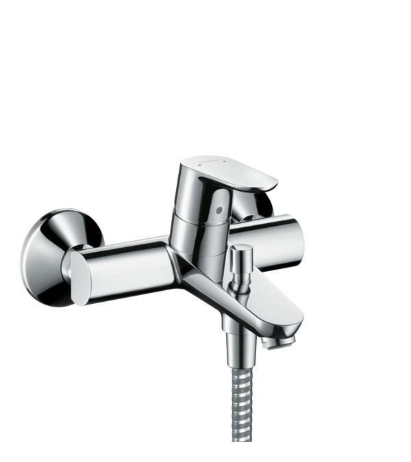 Hansgrohe Focus 31940000 - Miscelatore Monocomando per Vasca da Bagno Esterno in Cromo con Bocca Girevole e Tecnologia QuickClean