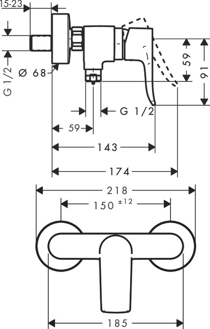 Hansgrohe Metris Miscelatore Monocomando a Parete Cromo 31680000 - Portata 16 l/min, Isolato Acusticamente, Rubinetteria per Doccia